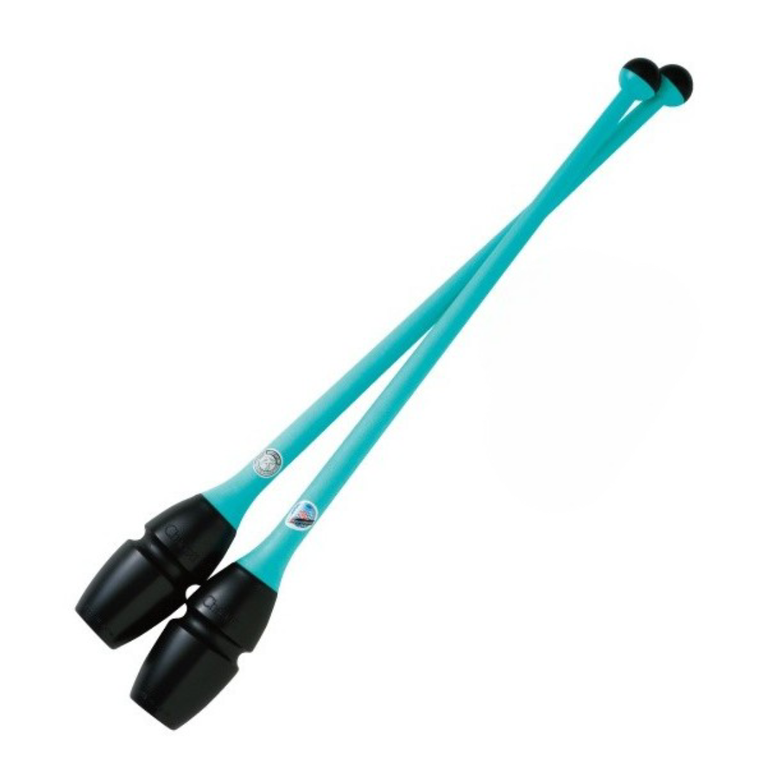 Maczugi do Gimnastyki Artystycznej Chacott Rubber col. 134 Black x Peppermint Green 41cm FIG