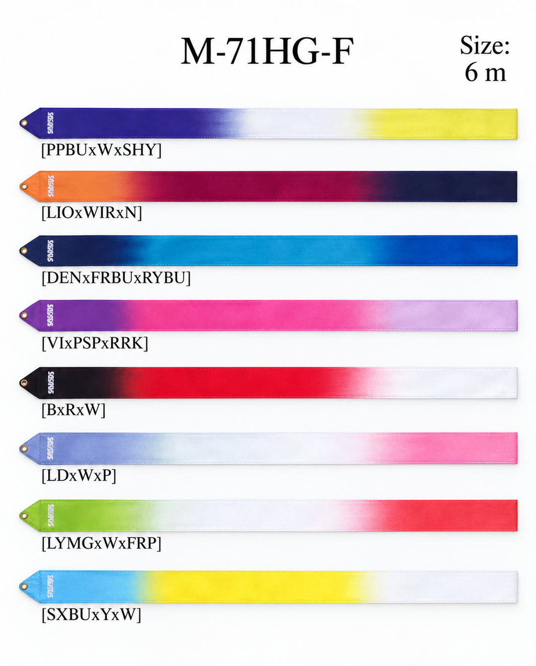 Wstążka do Gimnastyki Artystycznej Sasaki High-Pitch Gradation M-71HG-F DENxFRBUxRYBY 6m FIG
