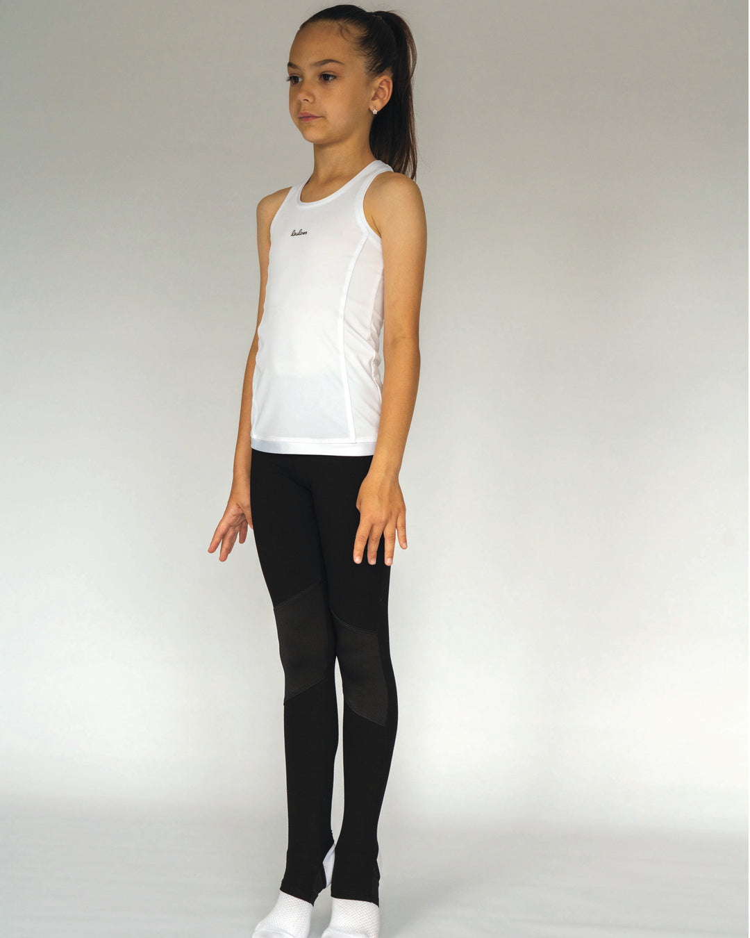 LEGGINSY GIMNASTYCZNE LILULINES ZE STOPKĄ I WZMOCNIONYMI KOLANAMI BLACKxBLACK