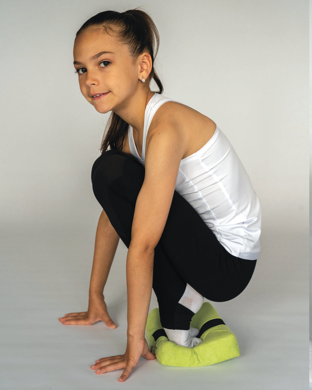 LEGGINSY GIMNASTYCZNE LILULINES ZE STOPKĄ I WZMOCNIONYMI KOLANAMI BLACKxBLACK